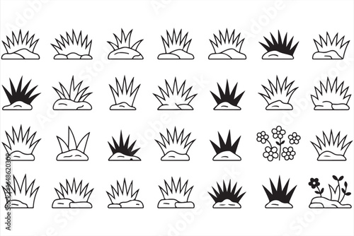 Simple Outdoor and Grass Icons for Landscaping, Gardening, and Eco Project