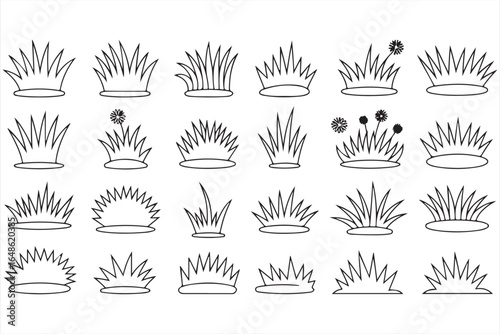 Seasonal Grass and Plant Icons Collection for Lawn Care and Garden Projects