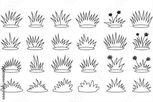 Simple Grass and Lawn Icons for Outdoor, Gardening, and Landscaping Graphics
