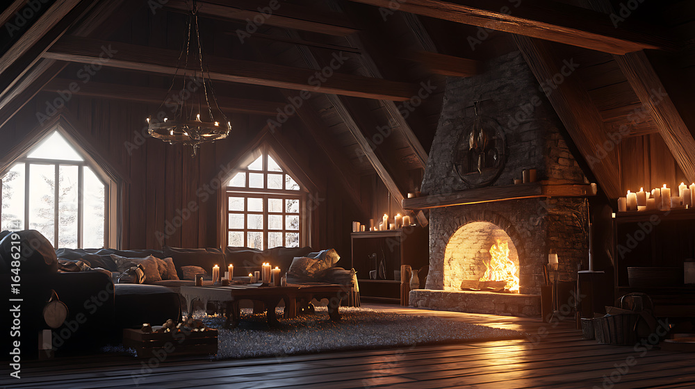 Obraz premium Rustic charm living room with vintage vibes high resolution picture