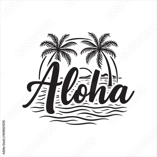 Wallpaper Mural Aloha Hawaii Retro Typography Design,Tropical Aloha Hawaii Beach Logo,Summer Palm Tree Hawaii Illustration,Vintage Aloha Hawaii Travel Badge,Hawaiian Island Paradise Vector Art,Aloha Hawaii Palm Tree  Torontodigital.ca