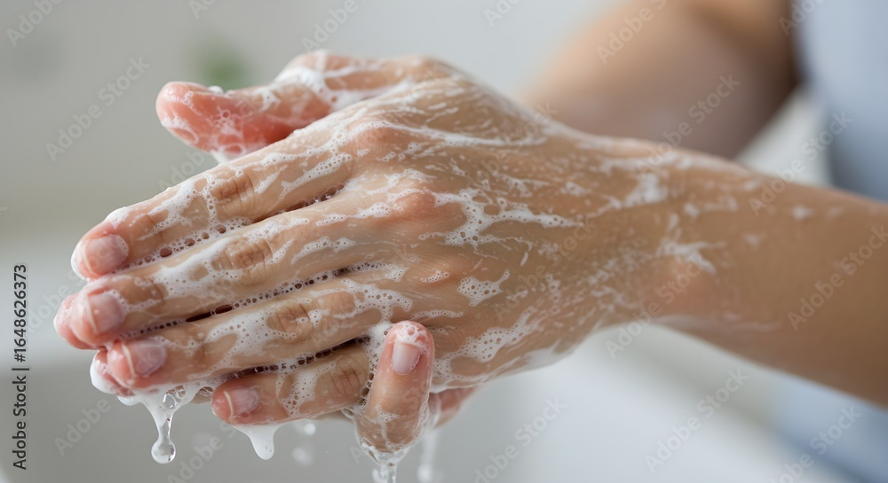 Fototapeta premium Hands washing with soap and water