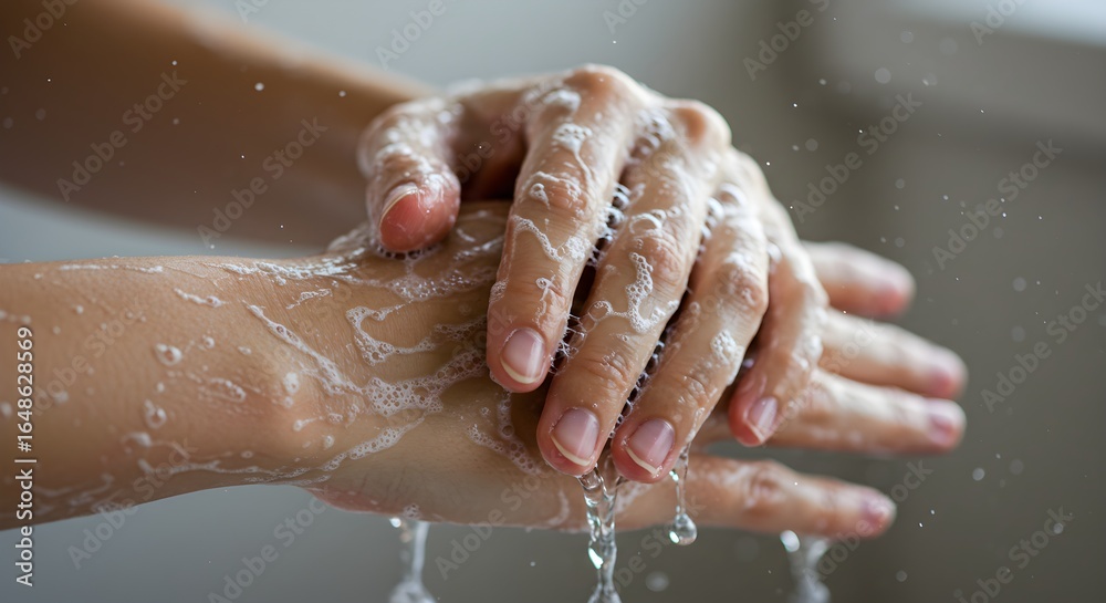 Fototapeta premium Washing hands with soap and water