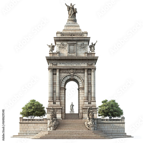 3d front view illustration of the Monumento a la Carta Magna Argentina monument isolated on a white transparent background