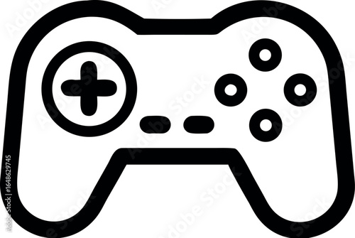 Classic videogame / video game arcade controller or retro gamepad line art vector icon