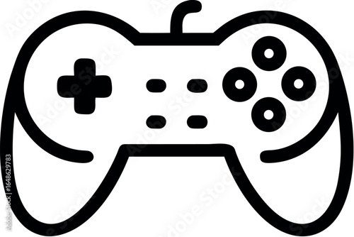 Classic videogame / video game arcade controller or retro gamepad line art vector icon