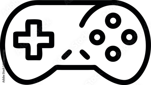 Classic videogame / video game arcade controller or retro gamepad line art vector icon