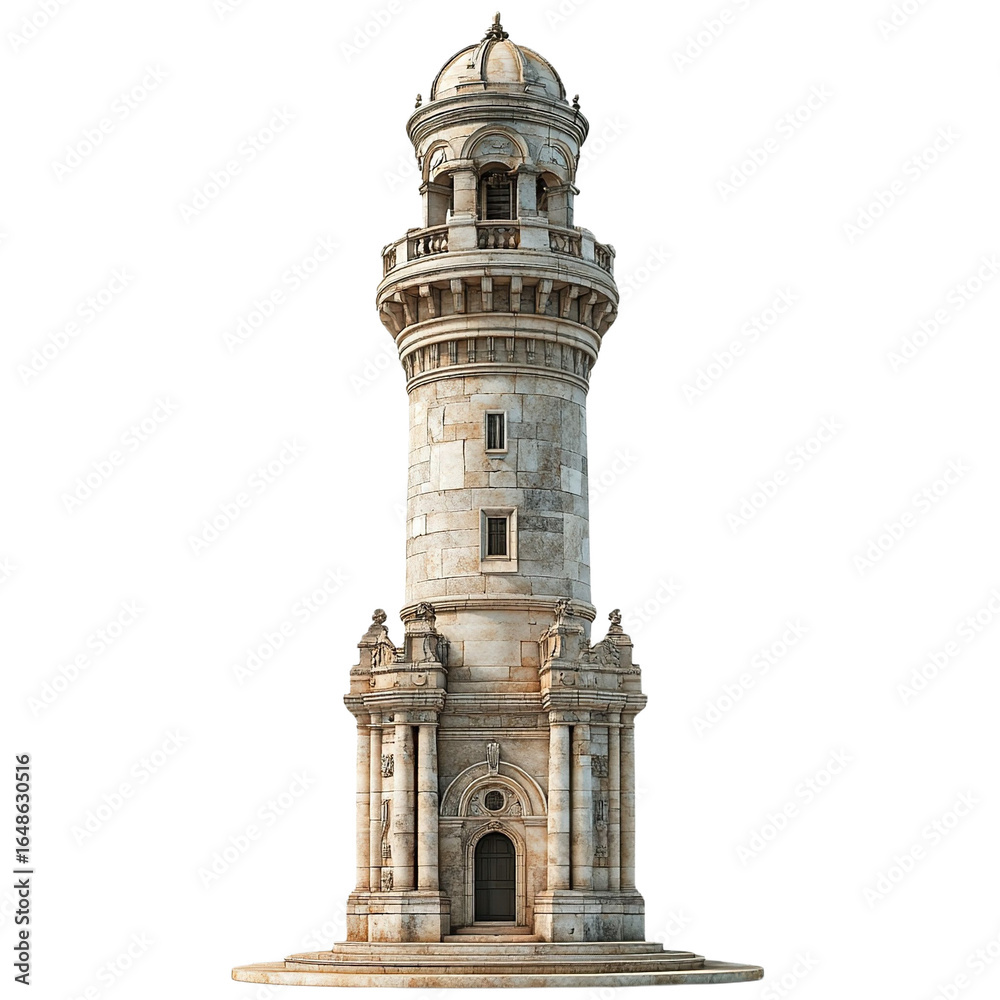 Fototapeta premium 3d front view illustration of the Torre de la Pólvora Argentina monument isolated on a white background
