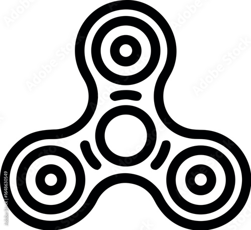 Black fidget spinner toy silhouette icon vector