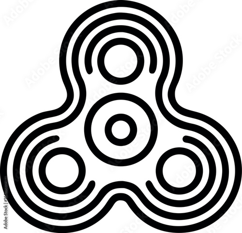 Black fidget spinner toy silhouette icon vector