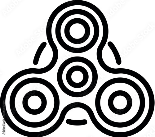 Black fidget spinner toy silhouette icon vector