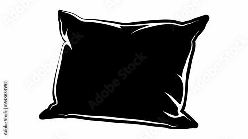 Illustration of a black pillow with white outline against a white background in a simple vector style