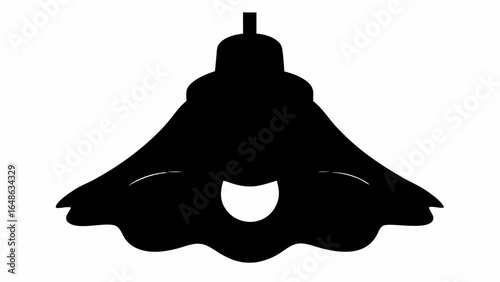 Silhouette of a vintage style pendant lamp with a bulb visible underneath the shade design element