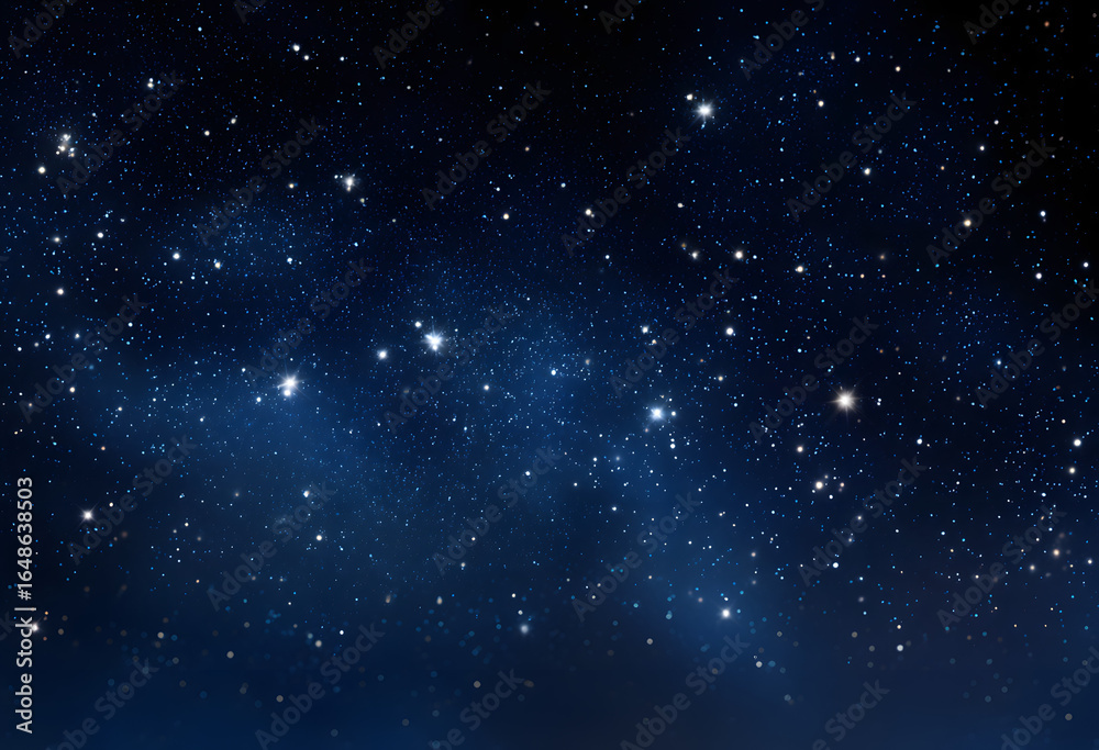 Naklejka premium Dark blue night sky, countless sparkling stars, vast empty space, night, astronomy