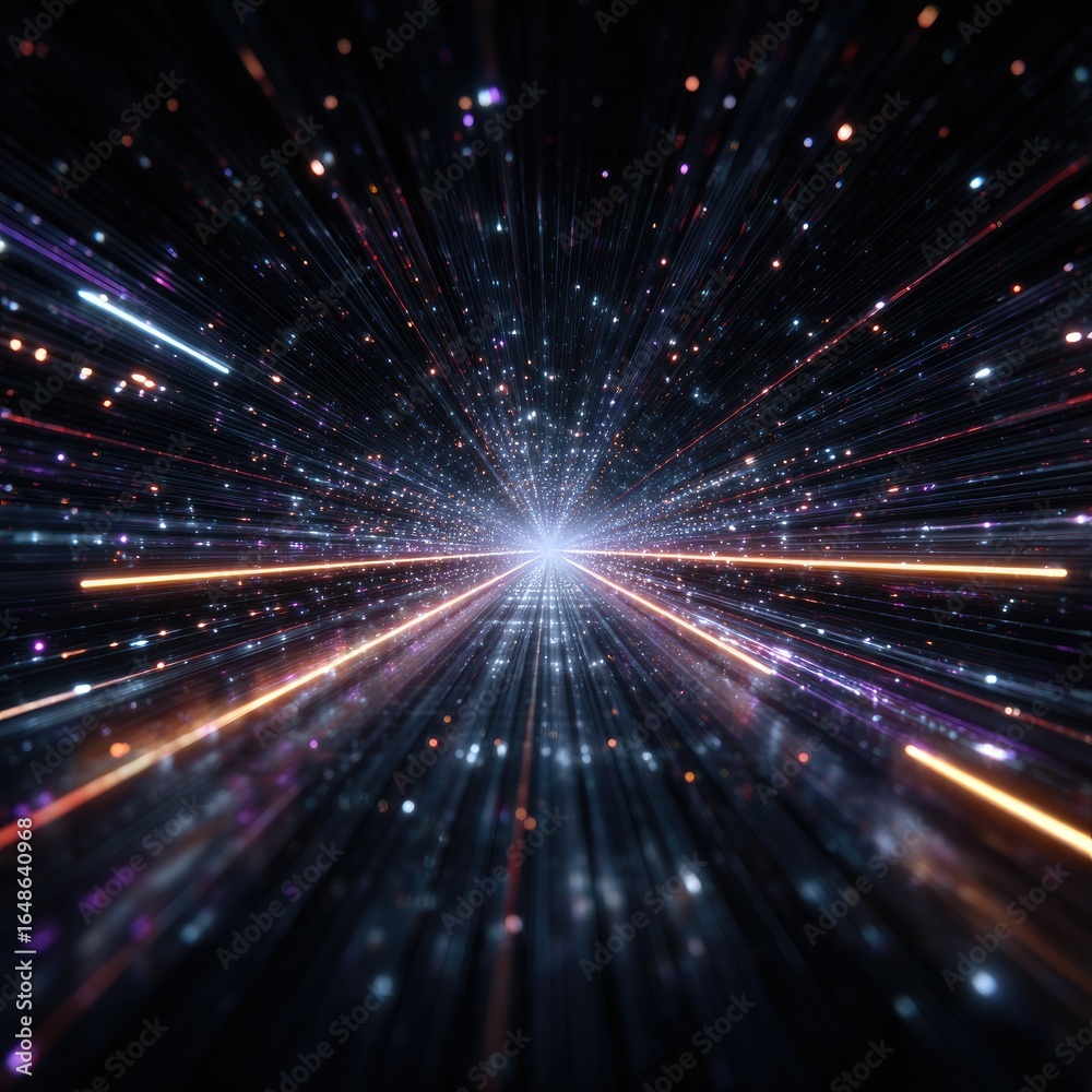 Fototapeta premium Cosmic tunnel, streaking lights, bright center