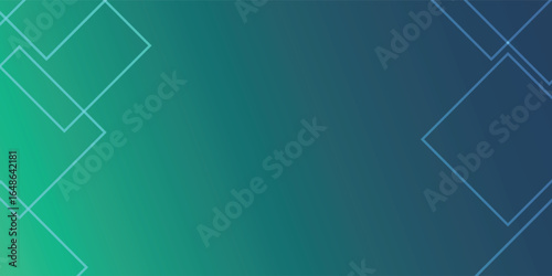 Abstract background with gradient from green to blue, featuring geometric diamond shapes on the edges.