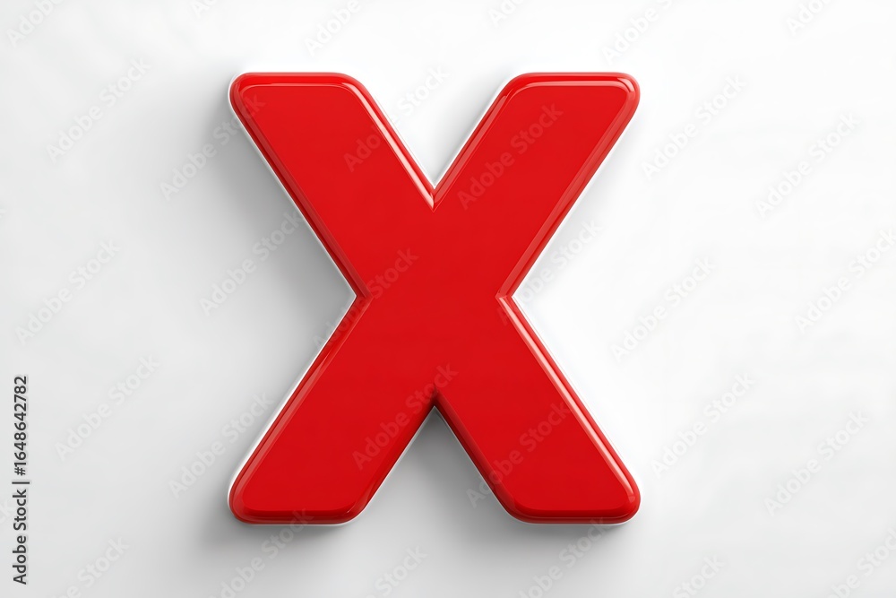 Obraz premium Red X mark boldly placed on white background center 