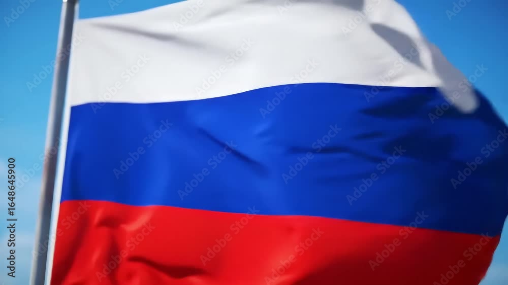 Russian Flag in the Wind Red, White, and Blue Russian Flag in the Wind Red, White, and Blue
