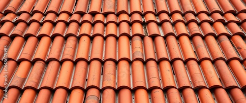 Rustic orange clay roof tiles, seamless repeat,  orange,   repeat pattern
