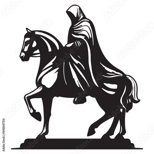 vector of a cloaked man riding a horse