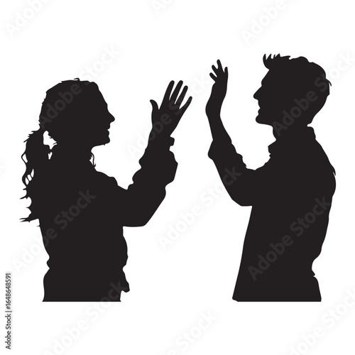 People arguing silhouette illustration. Two people have confrontation. Angry pose of men. Husband and wife discuss.