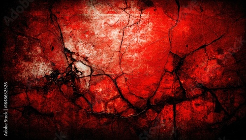 Cracked red surface with dark shadows