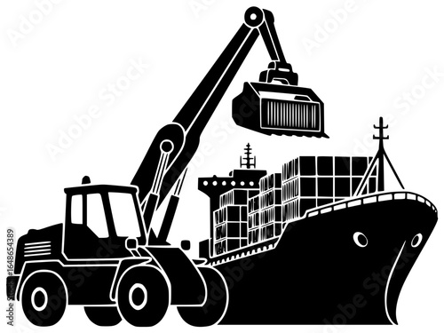 Loader moving heavy cargo and loading large rocks with massive machines underground