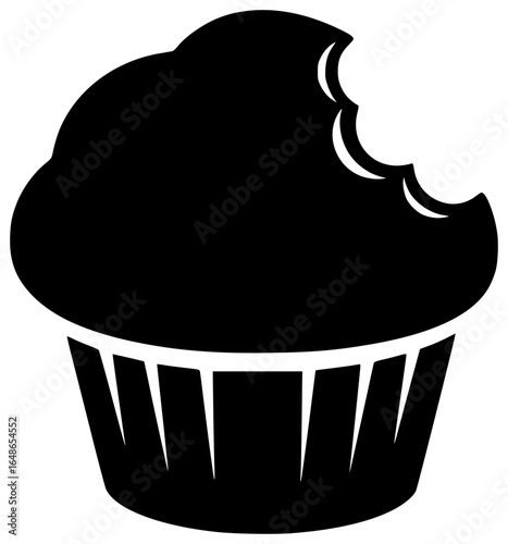 Muffin on a plate with creamy frosting surrounded by fruits and nuts