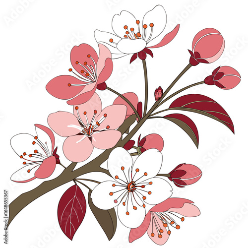 floral background with apple blossoms wild crab