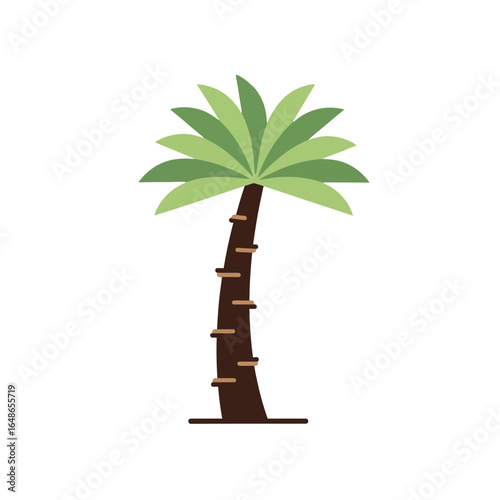 A flat vector illustration of a tropical palm tree shaped cat scratching post with steps.