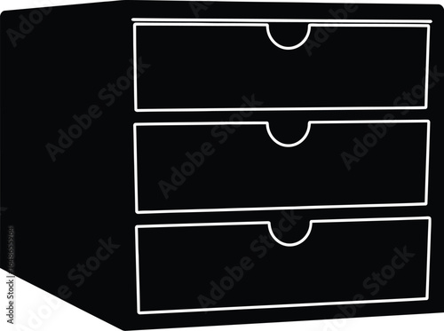 Minimalist Black Cabinet with Three Drawers for Storage and Organization