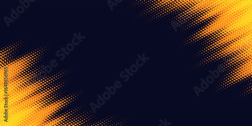 Abstract speed lines style Dark Blue and orange combination color halftone banner design template. Elegant Vector.