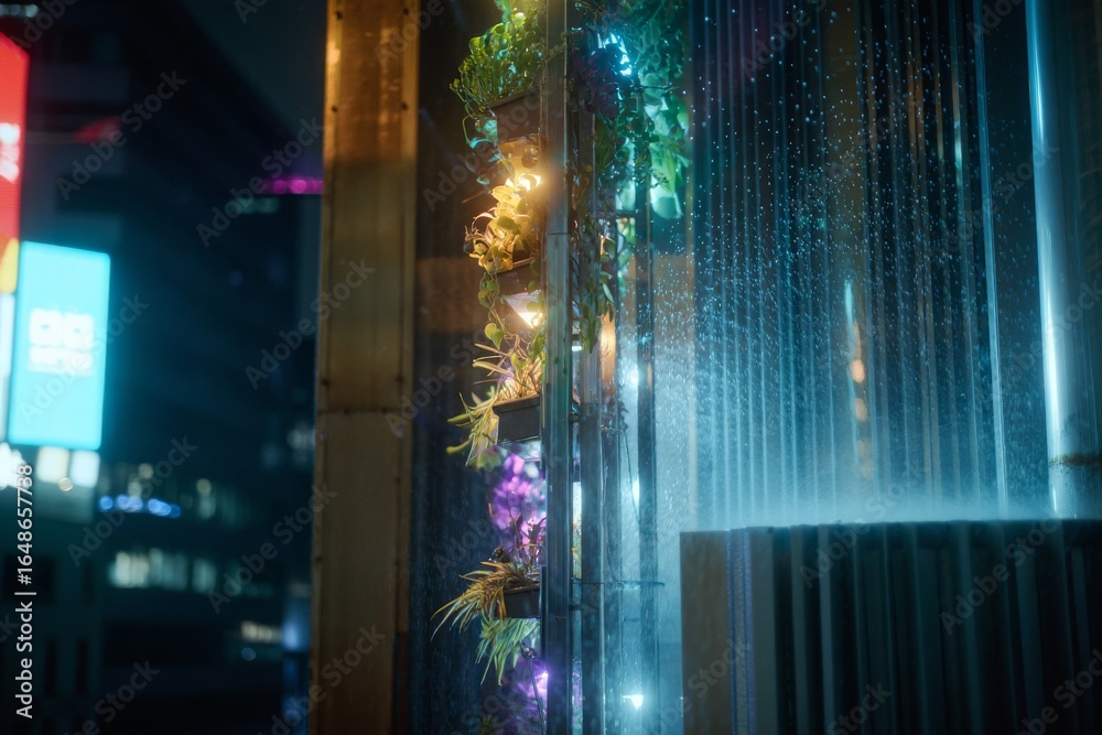 Fototapeta premium Abstract vertical lines of colorful bokeh lights in a city at night