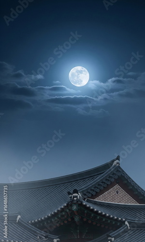 가을 밤하늘과 전통의 달빛, Autumn Moonlight Over Tradition