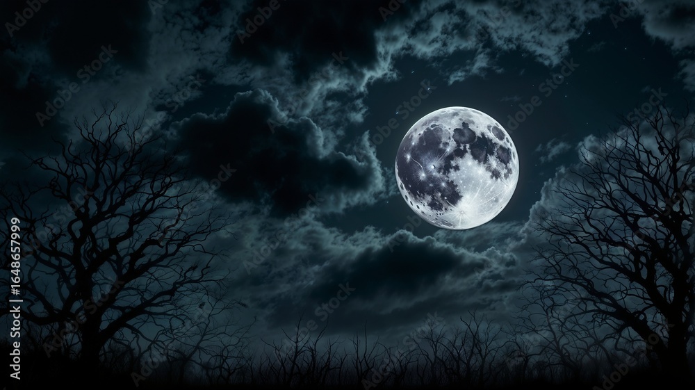 Fototapeta premium full moon in the forest