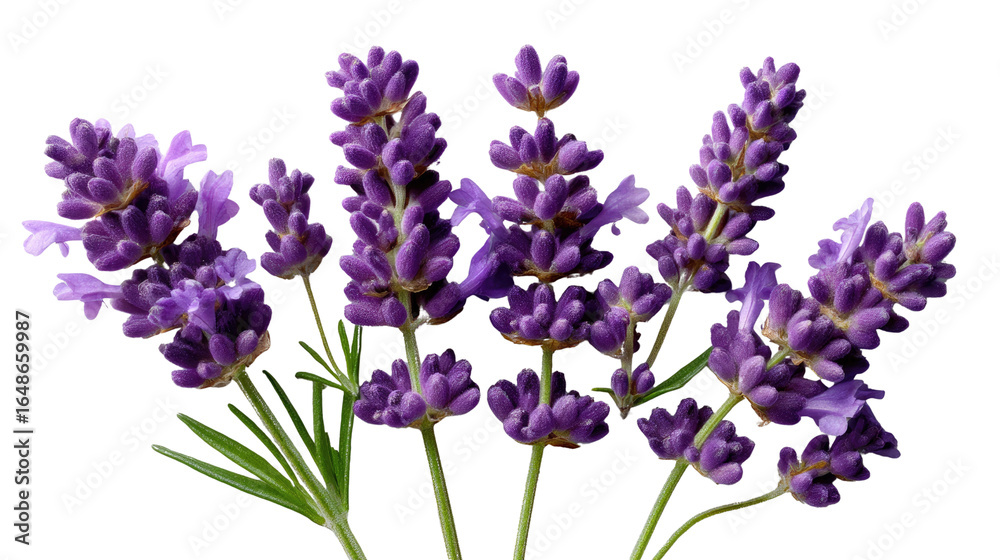Naklejka premium Lavender's Embrace: Delicate lavender blossoms display their purple hues, an aromatic burst of nature's elegance. These vibrant blooms offer a sensory symphony.
