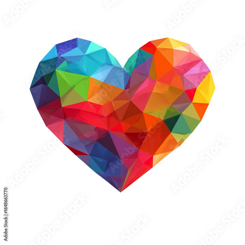 Polygonal Colored Heart Vector isolated on a transparent background