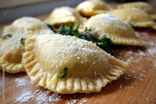 Delicious Fresh Ravioli: Soft Dough Stuffed with Spinach, Ricotta, and Savory Meat