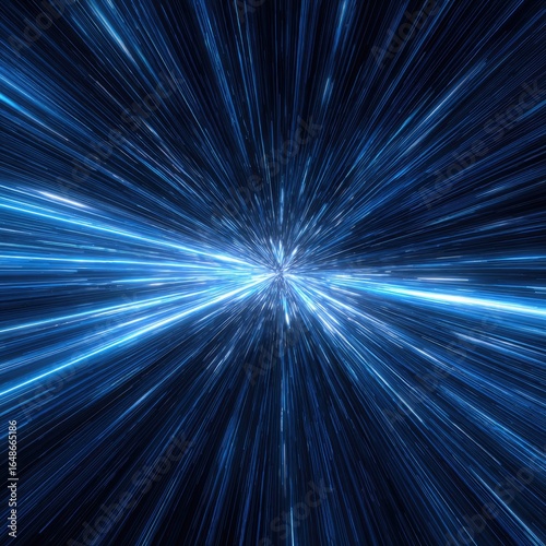 Radial blue light streaks on dark background