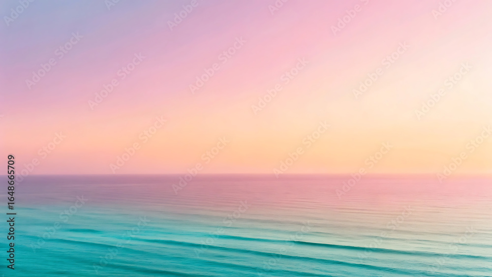Fototapeta premium Pastel Seascape Dreamy Sunset Over Calm Ocean Waves