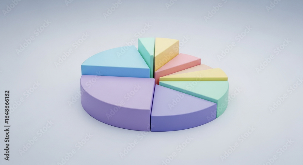 Obraz premium 3D Rendered pink Financial Pie Chart on Plain Background with Copy Space