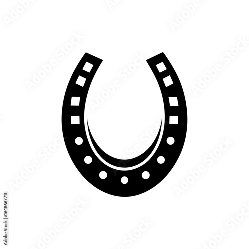 Black Horseshoe Icon With Nail Holes lucky luck