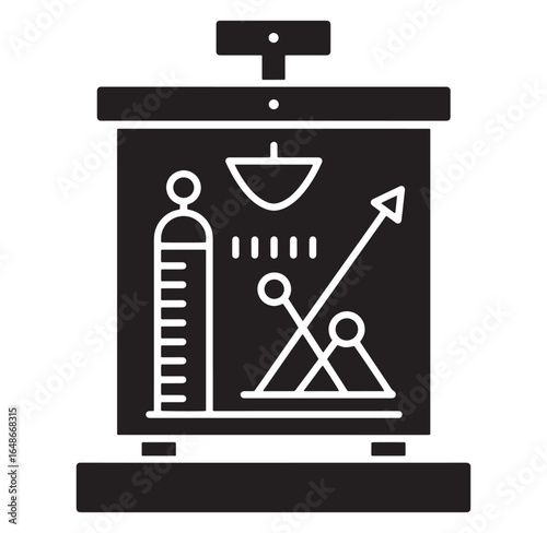Scientific equipment depicting experiments and measurements in a minimalist flat vector style