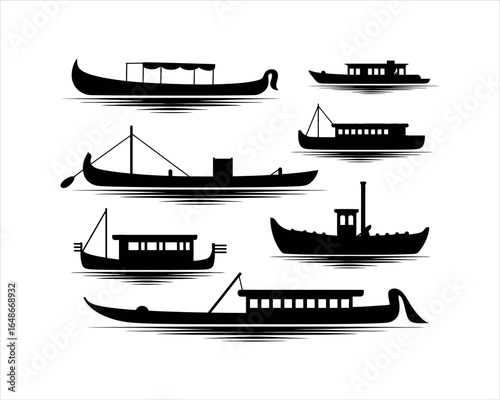 River Boat Silhouette Illustration Template