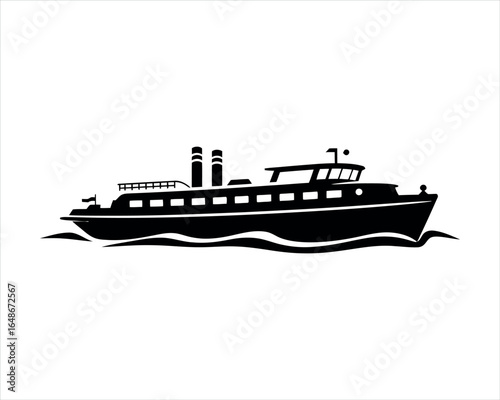 River Boat Silhouette Simple Vector File