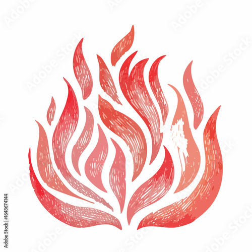 Crayon drawn red fire flames vector collection. Hand drawn fire elements with pencil rough texture.