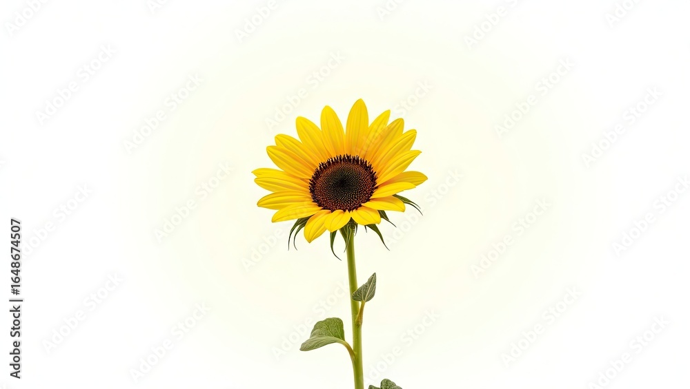 Obraz premium Single sunflower against a plain background.