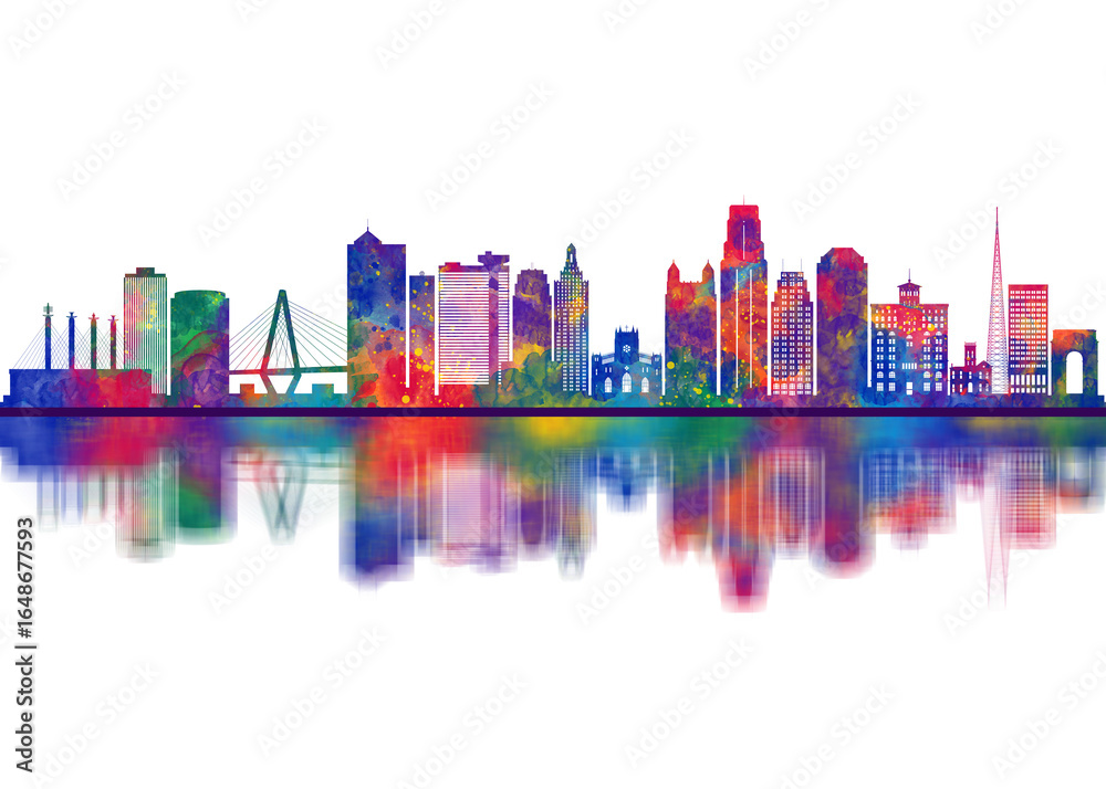 Fototapeta premium Kansas City Missouri Skyline. Cityscape Skyscraper Buildings Landscape City Downtown Abstract Landmarks Travel Art
