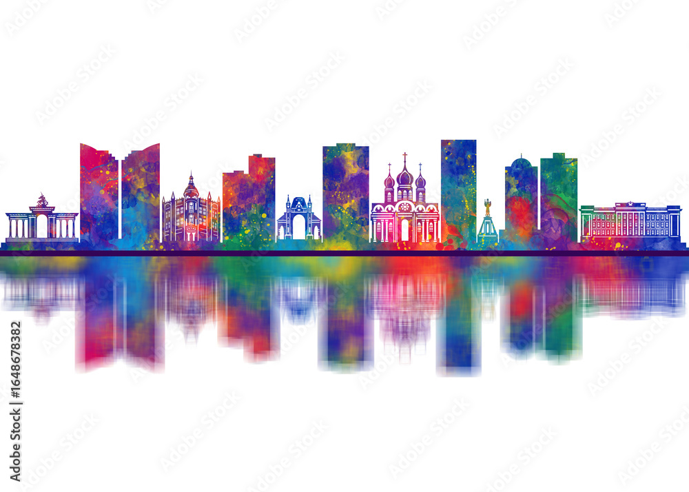 Obraz premium Krasnodar Russia Skyline. Cityscape Skyscraper Buildings Landscape City Downtown Abstract Landmarks Travel Art