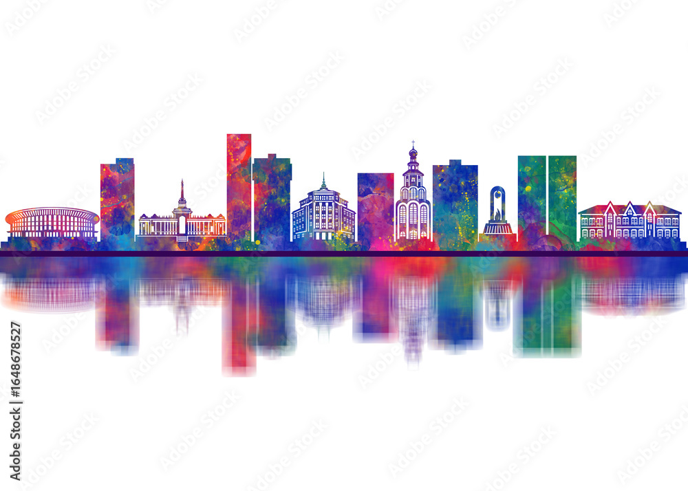 Fototapeta premium Kryvyi Rih Ukraine Skyline. Cityscape Skyscraper Buildings Landscape City Downtown Abstract Landmarks Travel Art